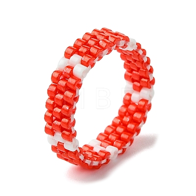 Glass Seed Beads Stretch Rings for Women RJEW-JR00722-1