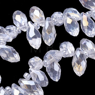 Electroplate Glass Faceted Teardrop Beads Strands EGLA-D014-01-1