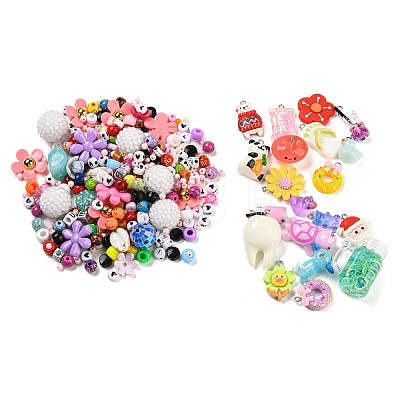 Acrylic Bead and Resin Pendant Set FIND-XCP0002-59-1