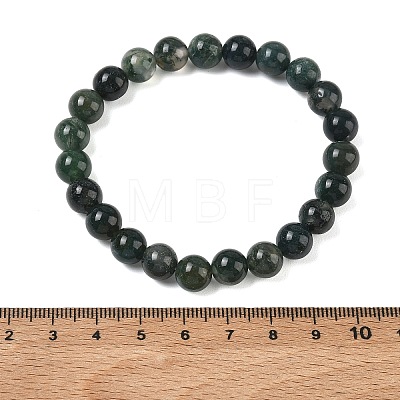 Natural Moss Agate Round Beaded Stretch Bracelets GG-CBA12F1-02A-08-1