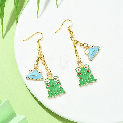 Alloy Enamel Frog Dangle Earrings with Iron Earring Pins for Women EJEW-JE05421-03-1