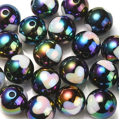 UV Plating Rainbow Iridescent Acrylic Beads X1-OACR-F004-09A-1
