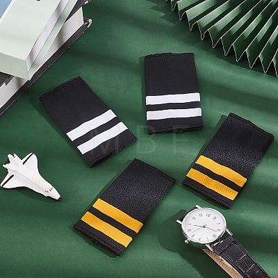 AHADERMAKER 4 Pairs 2 Colors Rectangle Polyester Pilot Epaulettes FIND-GA0003-89-1