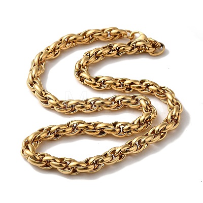 PVD Vacuum Plating 201 Stainless Steel Rope chain Necklaces NJEW-H033-06A-G-1