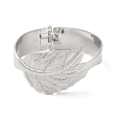 Leaf Alloy Cuff Bangles BJEW-C058-06P-1