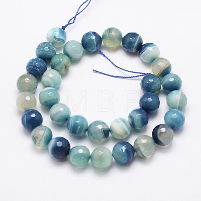 Faceted Natural Agate Beads Strands G-F344-47-12mm-1