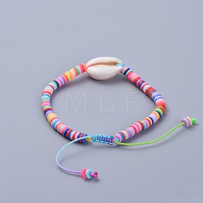 Eco-Friendly Handmade Polymer Clay Heishi Beads Braided Bracelets BJEW-JB04318-05-1