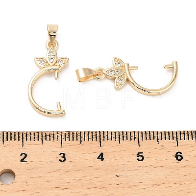 Brass Micro Pave Clear Cubic Zirconia Pendants Bails KK-B133-04G-02-1