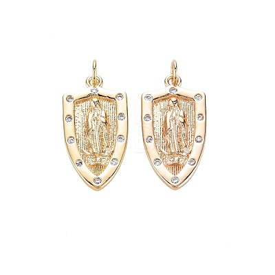 Brass Micro Pave Clear Cubic Zirconia Pendants KK-S356-723-1