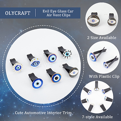 Olycraft 14Pcs Evil Eye Glass Car Air Vent Clips AJEW-OC0003-31-1
