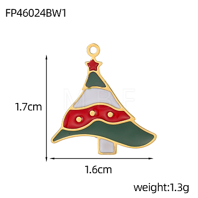 Christmas 304 Stainless Steel with Enamel Pendants SA-OY003-82G-1