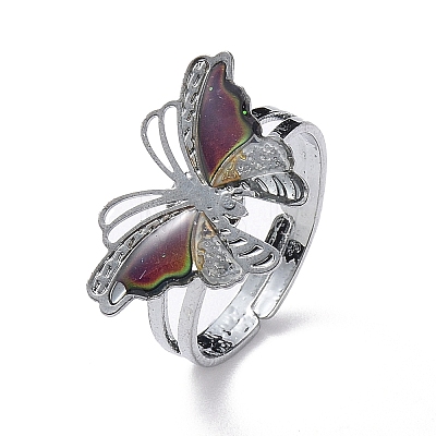 100Pcs Butterfly Adjustable Mood Ring RJEW-B029-06-1