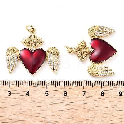 Rack Plating Brass Micro Pave Clear Cubic Zirconia Pendants KK-M280-10D-G-1