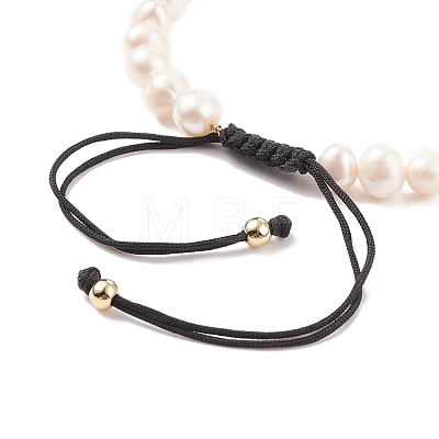Natural Shell & Pearl Braided Bead Bracelet BJEW-JB08237-01-1