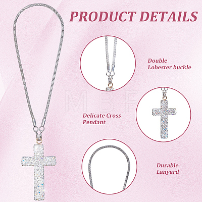 Polymer Clay Rhinestone Cross Pendant Alloy Chain Necklaces NJEW-CN0001-16B-1