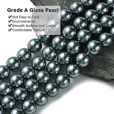 Eco-Friendly Glass Pearl Beads Strands HY-A008-14mm-RB077-1