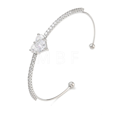 Brass Micro Pave Clear Cubic Zirconia Cuff Bangles KK-D112-04P-1