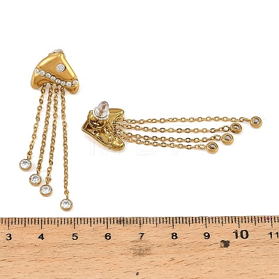 304 Stainless Steel Micro Pave Cubic Zirconia Dangle Stud Earrings for Women SA-CBAABBA-01G-1