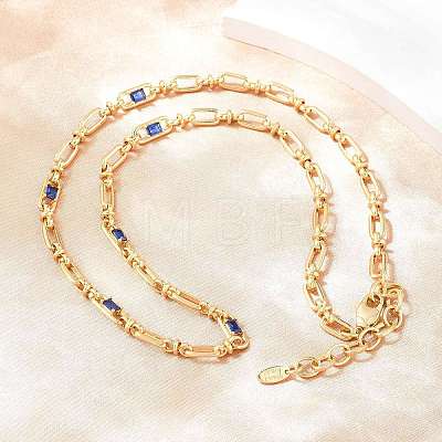 5MM Brass Pave Cubic Zirconia Oval Link Chain Necklaces NJEW-D324-01G-03-1
