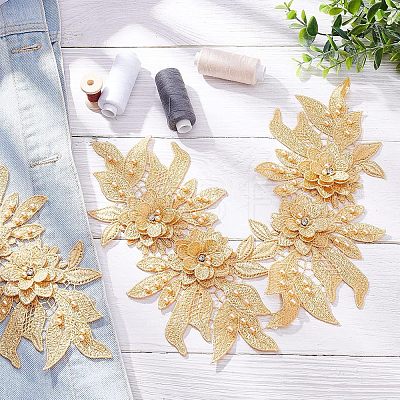 Polyester Embroidered Floral Lace Collar DIY-WH0326-47C-1