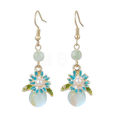 Flower Alloy Enamel Dangle Earrings EJEW-JE06973-1