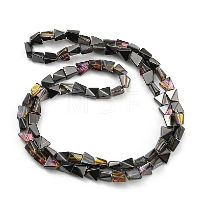 Half Plated Electroplate Transparent Glass Beads Strands EGLA-G037-06A-HP02-1