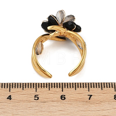 304 Stainless Steel Adjustable Cuff Rings with Glass Crystal RJEW-V010-05G-1
