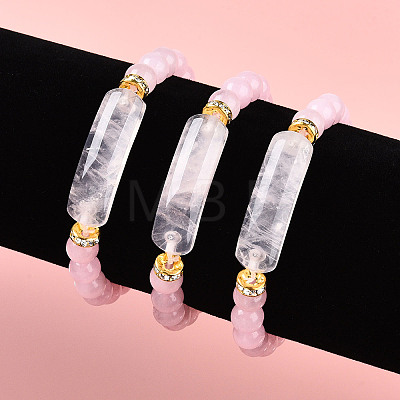 Natural Rose Quartz Beads Stretch Bracelets BJEW-T022-04N-1