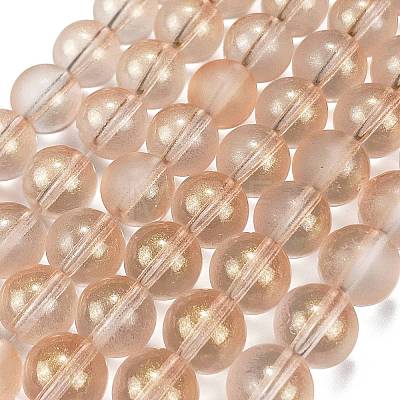 Frosted Transparent Glass Bead Strands GLAA-P065-10mm-05-1