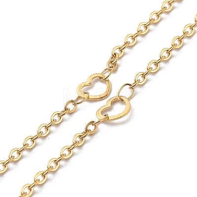 304 Stainless Steel Heart Link Cable Chain Necklaces AJEW-EH00378-02-1