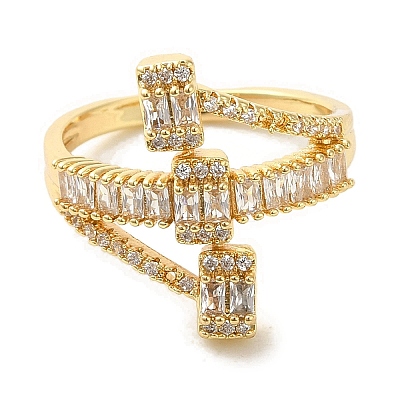Brass Micro Pave Cubic Zirconia Rings for Women RJEW-E295-01G-1
