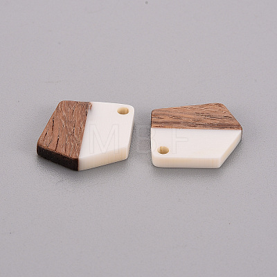 Transparent Resin & Walnut Wood Pendants RESI-S384-003A-A05-1