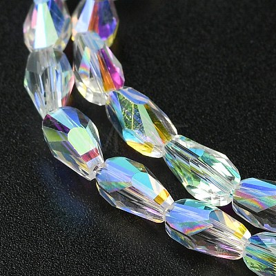 Transparent Electroplate Glass Beads Strands GLAA-K064-03A-AB01-1