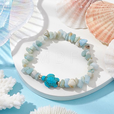 Natural Flower Amazonite Chip Beaded Stretch Bracelets BJEW-JB10689-04-1