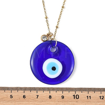 Handmade Lampwork Blue Evil Eye Pendant 304 Stainless Steel Satellite Chain Necklaces NJEW-JN06471-1