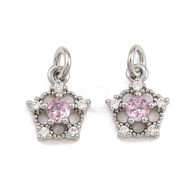 Brass Micro Pave Cubic Zirconia Charms CU-CBAA6E8-05P-04-1
