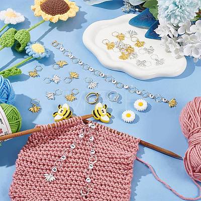 28Pcs Bees & Daisy DIY Knitting Tool Kits HJEW-AB00670-1