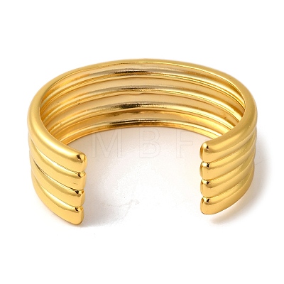 Rack Plating Brass Grooved Open Cuff Bangles BJEW-S150-01G-1