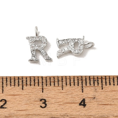 Initial Letter Brass Micro Pave Cubic Zirconia Pendants ZIRC-F008-R-1