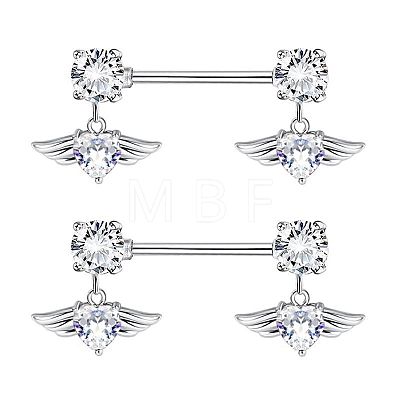 304 Stainless Steel Rhinestone Nipple Rings WG0E32C-02-1