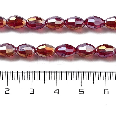 Transparent Electroplate Glass Beads Strands EGLA-A037-T6x8mm-B10-1