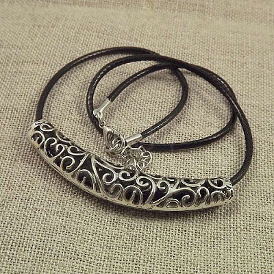 Jewelry Miao Yin Cang Yin Rose Hollow Bend Black Leather Rope Little Fish Lotus Female Short Necklace IZ4680-2-1