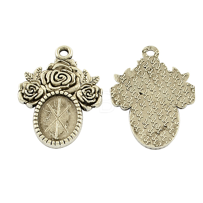 Tibetan Style Alloy Pendant Cabochon Settings LS-X-TIBEP-5199-AS-LF-1