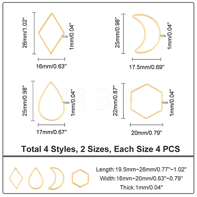 Unicraftale 32Pcs 8 Style 304 Stainless Steel Linking Rings STAS-UN0041-35-1