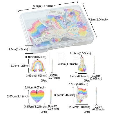 8Pcs 4 Style Pride Rainbow Acrylic Pendants MACR-FS0001-45-1