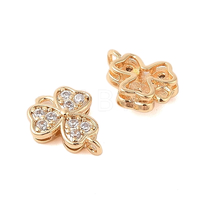 Brass Pave Clear Cubic Zirconia Connector Charms KK-B100-027G-1