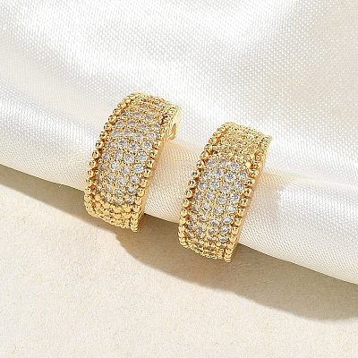 C-Shaped Brass Micro Pave Clear Cubic Zirconia Cuff Earrings EJEW-L316-01G-07-1