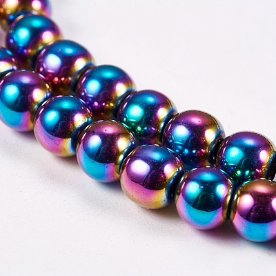 Electroplate Non-Magnetic Synthetic Hematite Beads Strands X-G-J169A-6mm-05-1