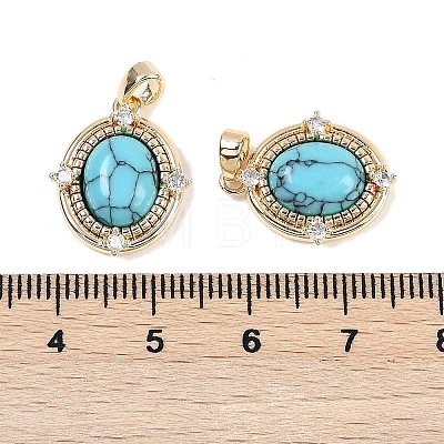 Synthetic Turquoise Oval Pendants KK-U043-44G-C-1