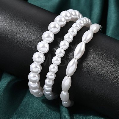 Plastic Pearl Beaded Bracelets for Women BJEW-L716-01P-1